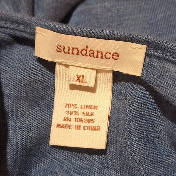 Sundance Shirt Women's XL Linen & Silk Lightweight Semi-Sheer Pintuck Tuxedo - Picture 2 of 8